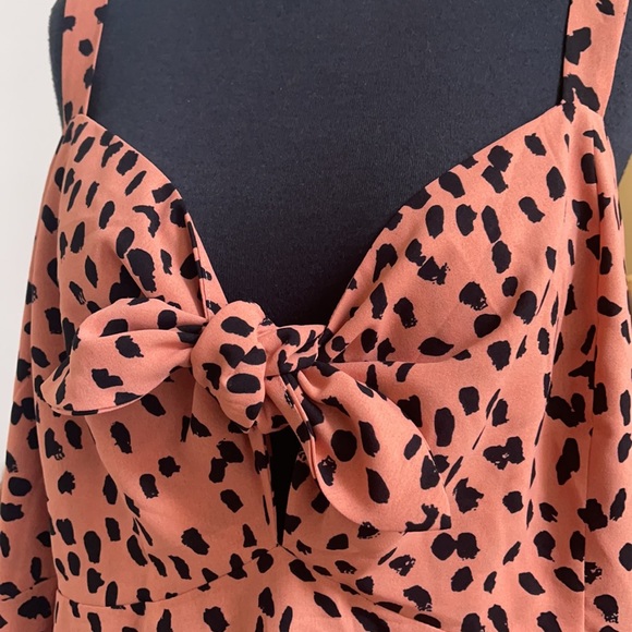 Hailey & Co. Animal Print Sleeveless Dress Sz 3X Orange Tan Tie Bodice - Picture 9 of 12